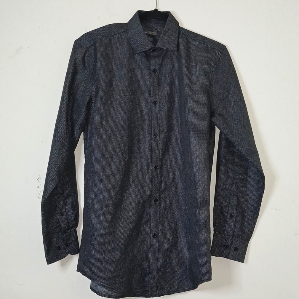 Black label by Ruffini long sleeve Black print buttondown dress shirt S14-14-1/2